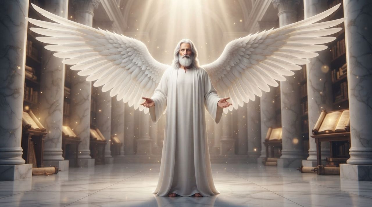 Representación del Arcángel Gabriel con luz blanca y mensaje celestial